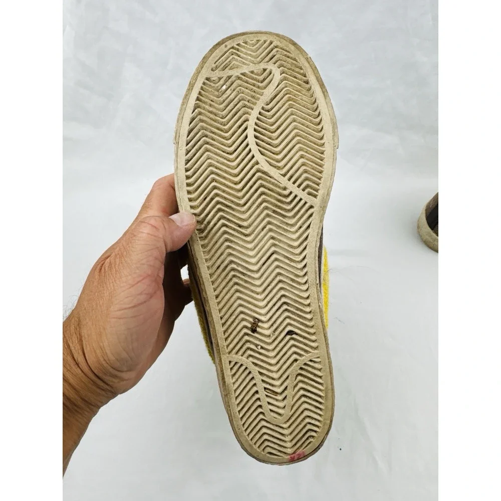 Nike Blazer Mid Premium Brown Yellow Sherpa Swoosh Sneakers 316963-271 Size 9
